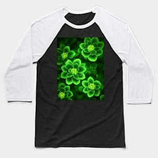 bioluminescent green flower pattern Baseball T-Shirt